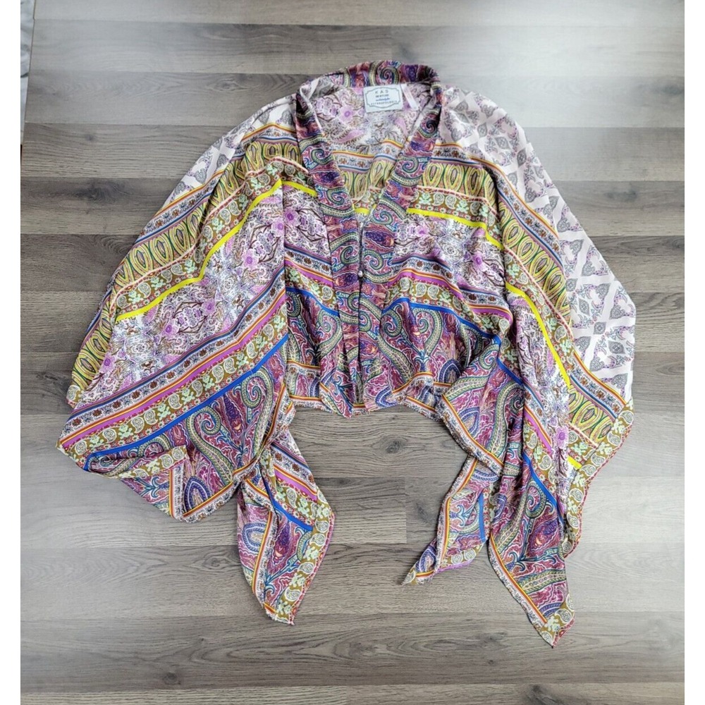 KAS New York Anthropologie XS/S Kimono Cardigan Paisley Shawl Flowy BOHO Wrap